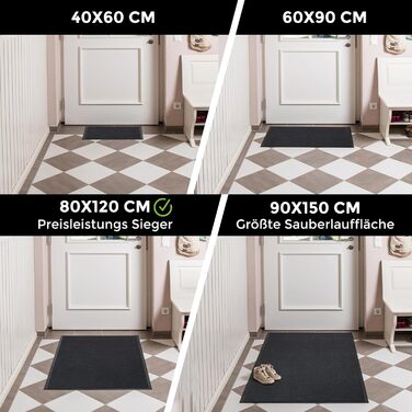 Килимок для дому Carpet Diem, 60x80 см, бежевий - для входу, антиковзаюча, для дому та вулиці
