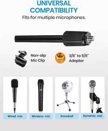 Підставка для мікрофона Moukey на стіл з кліпсою, регульована, 5/8