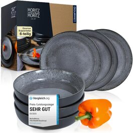 Набір супових тарілок Moritz & Moritz VIDA (6 шт) Anthracite - порцеляна, для посудомийної машини та мікрохвильової печі