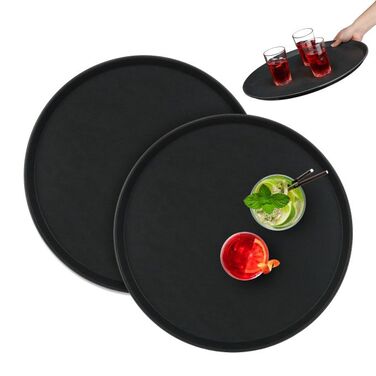 Relaxdays Round Gastro Serving Tray, 2-Piece Set