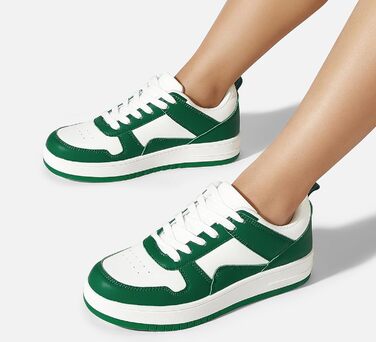 Жіночі кросівки LUCKY STEP з блискучими стразами, шкіряні низькі кросівки на шнурівці, зручні та стильні кросівки для ходьби (40 EU, Зелений Білий)