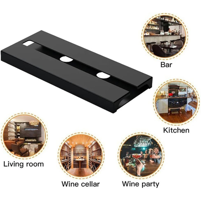 Тримачі для келихів вина Anicy (2 шт.) - підвісні, настінні, для кухні, бару, ресторану (чорний)