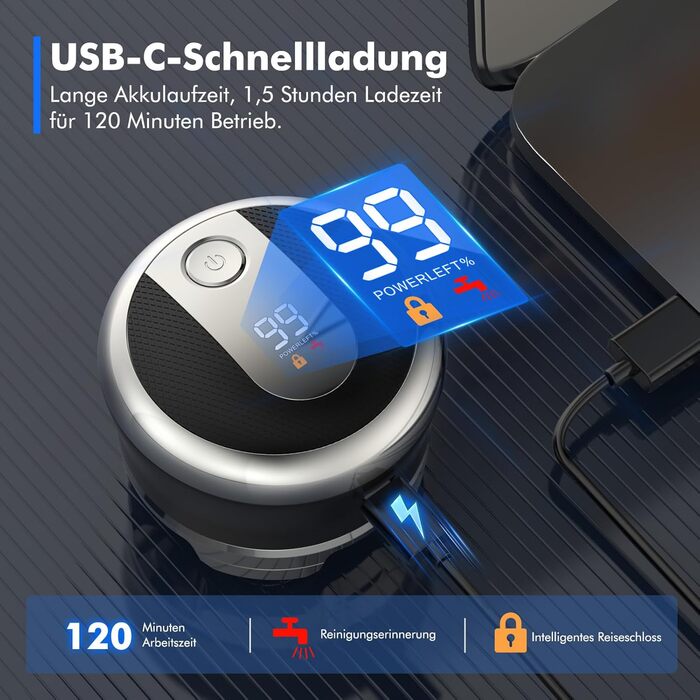 Електричний гоління голови Etrobot Glatzen Rasierer для чоловіків - вологостійкий, 5D, з LED-дисплеєм, MOJO 1 Wireless