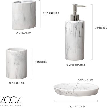 Набір для ванної кімнати ZCCZ: органайзер 4 в 1 (тримач для зубних щіток, дозатор мила, мильниця, стаканчик) – елегантний дизайн 