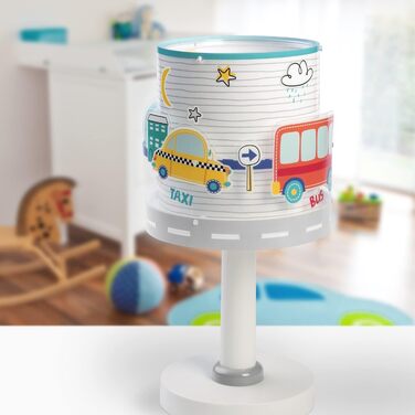 Dalber Children's Table Lamp Bedside Lamp Baby Travel Cars and Airplanes, Colorful