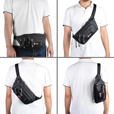 Водонепроникна поясна сумка-бананка для чоловіків та жінок. Чорна, з блискавкою, для подорожей, піших прогулянок та активного відпочинку на природі.