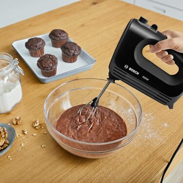 Ручний міксер Bosch CleverMixx MFQ2420B: 2 вінчики, 2 гачки для тіста, 400 Вт, чорний