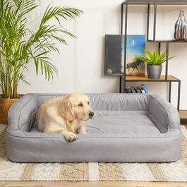 Dog bed, pet furniture, cat bed, removable cover, dog basket, dog cushion, dog lounger, sleeping places, dog sofa, XL: 96x62 cm (1: 78x47 cm, Ash)