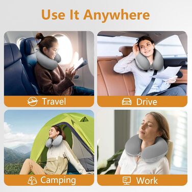 Подушка для шиї у вигляді U Travel Neck Pillow з Memory Foam, для подорожей, автомобіля, офісу, з маскою для сну та навушниками, доросла, двошарова кругла
