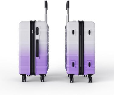 Набір валіз 3 шт., валіза з жорстким корпусом, ручна валіза, набір валіз з полікарбонату, легка та міцна, з обертовими колесами на 360° та замком TSA (перехідний колір фіолетовий)