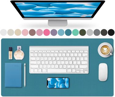 Підкладка на стіл 80x40 см з PU-шкіри, килимок для миші, захист столу, антиковзаюча підкладка для офісу та дому (Хimmelblau, 80 x 40 см)