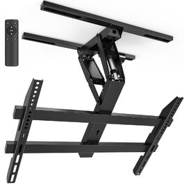 Електричний кронштейн для телевізора на стелю 32-70 дюймів, для плоских та вигнутих TV, чорний, VESA 600x400 мм, з пультом ДУ
