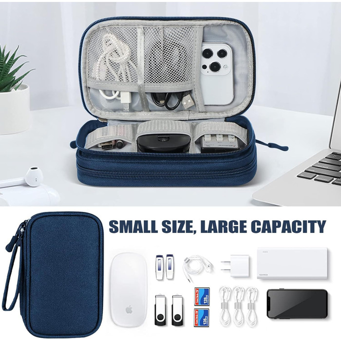 Органайзер для кабелів та аксесуарів для подорожей, універсальний, блакитний