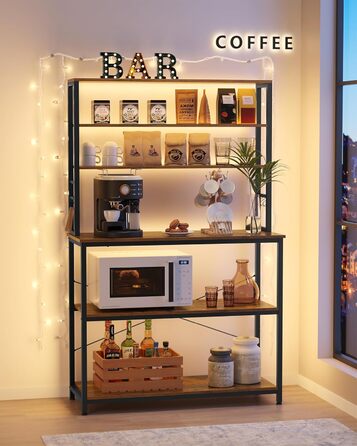 Стелаж кухонний VASAGLE з 6 полицями та гачками, 40 x 60 x 167 см, колір горіх + білий