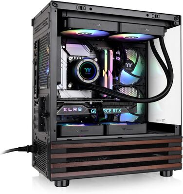 Корпус ПК Thermaltake TG ARGB View 170 Wood Black – Micro-Tower, Tempered Glass, 3x120mm ARGB, Підтримка 240/280mm радіатора