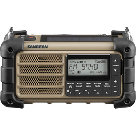 Радіо Sangean MMR-99: Багатофункціональне аварійне радіо з ручкою, FM/RDS, Bluetooth, LED-ліхтариком та IP55, для відпочинку на природі, кемпінгу та надзвичайних ситуацій, Desert Tan