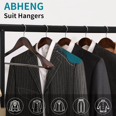 Wooden Clothes Hangers, 6-Piece Suit Hangers, 360° Swivel Hook, for Jackets, Shirts, Suits, Coats, 44 x 5.5 x 23 cm (L x W x H), Dark Walnut AWY0406H