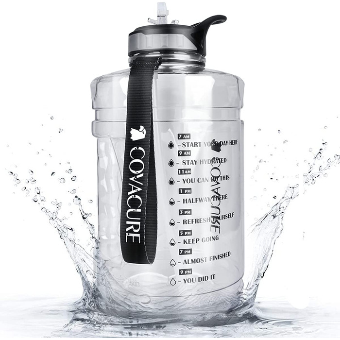 COVACURE Water Bottle Sport - 2.2L Large Water Bottle, BPA Free, Leak-Proof, for Fitness, Gym, Home, Office, Outdoor (Transparent)