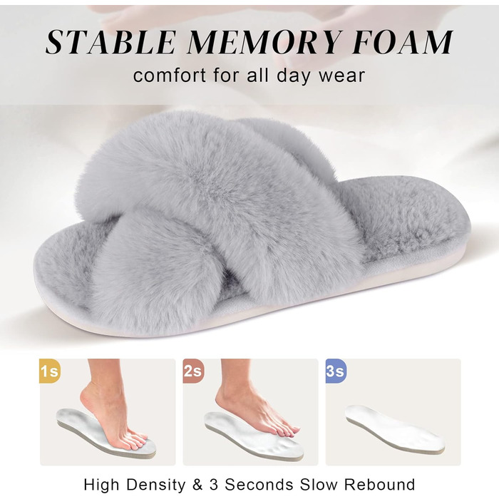 Жіночі тапочки-слайдери з перехресними ремінцями, теплі, пухнасті, м'які, комфортні для дому та відпочинку (38/39 EU, сірі)