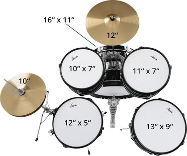 XDrum Junior Pro Kinder барабанний комплект Red - для дітей 5-9 років - з аксесуарами та навчальним посібником (Чорний, Solo)