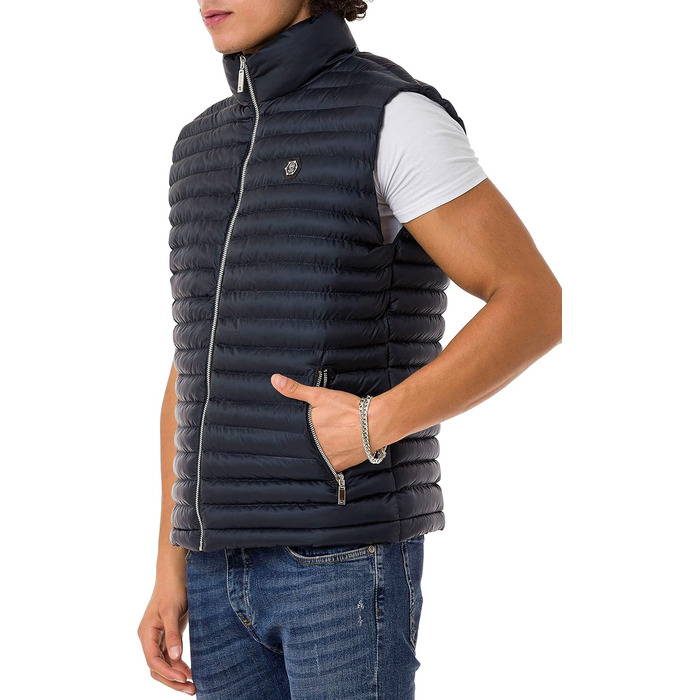 Чоловіча вітрозахисна куртка Redbridge з коміром-худи, модель Bubble Vet, чорна (M, темно-синій)