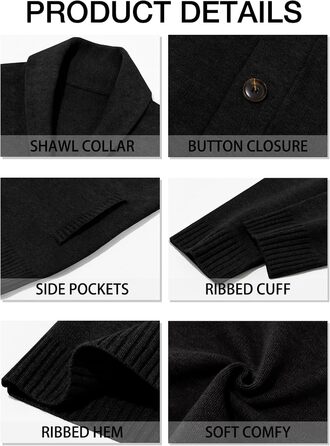 Чоловіча в'язана жилетка Runcati з коміром-шарфом, стильна, на ґудзиках, зимова, з рельєфним в'язанням, груба в'язка (M, Чорний)