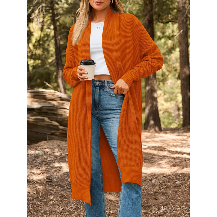 Жіноча в'язана кардиган LILLUSORY, великий розмір, відкритий спереду, зимовий, оранжево-червоний (Sunset Chevron)