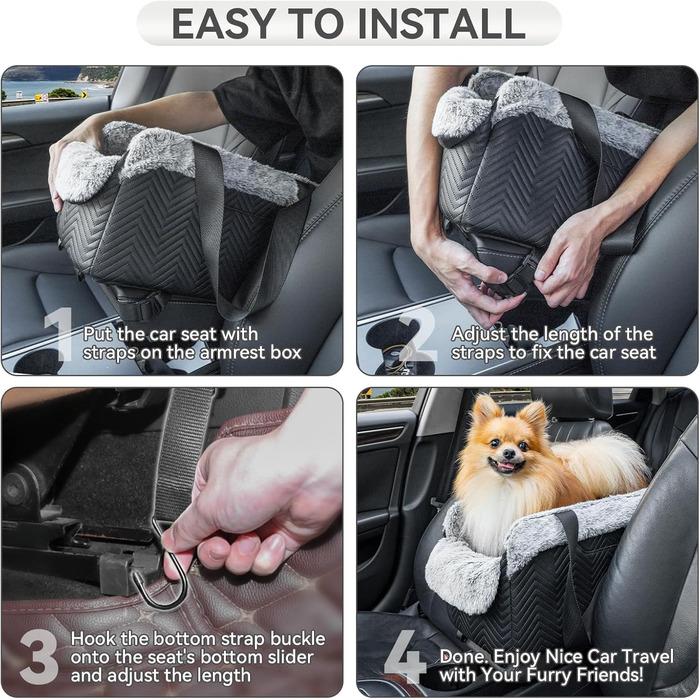 Автокрісло для собак PETSFIT, чорне, для маленьких собак до 5 кг, з захисними гаками