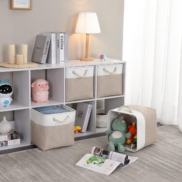 Mangata складна коробка для зберігання 30x30x30 см, текстильний кошик із ручкою для полиці, шафи та одягу, світло-кахі/білий, набір 3 шт.