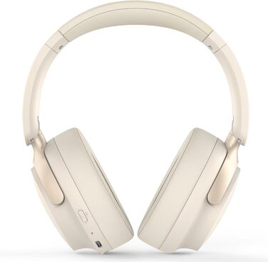 RORSOU B8 Бездротові навушники Over-Ear Bluetooth з мікрофоном, 6 режимів EQ, 50 годин роботи, глибокий бас, Hi-Fi стерео, для iPad/Tablet/PC (Бежево-Білий)