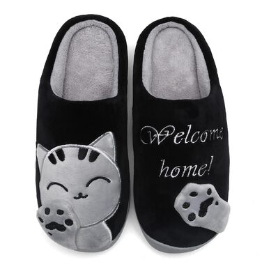 Тапочки зимові Mishansha з жорсткою підошвою - теплі, зручні, м'які, унісекс, для дорослих (41/42 EU, чорні)