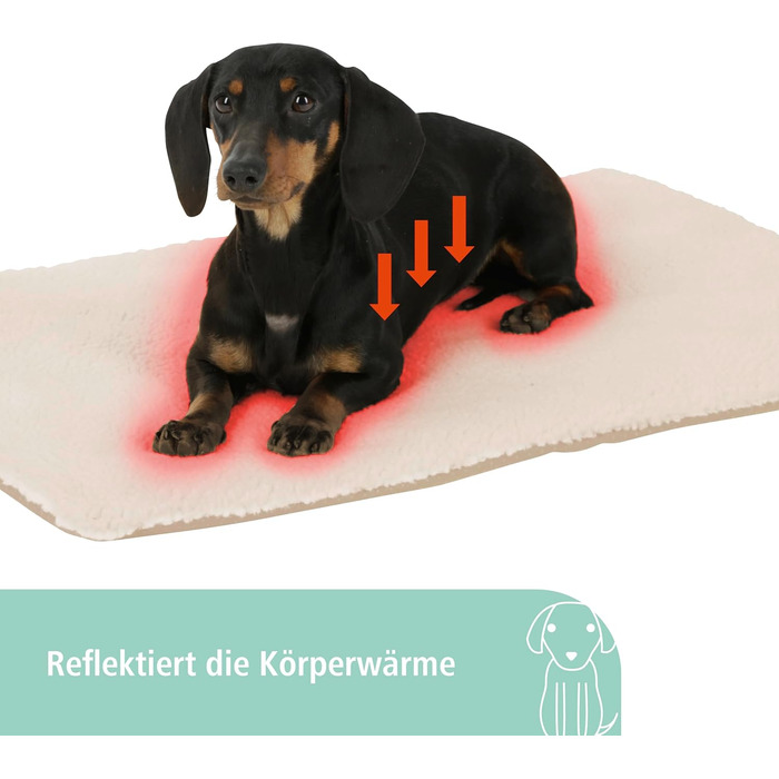 Подушка для домашніх тварин Kerbl Theo, 120x75x3 см, бежева, поліестер, самонагрівальна, знімний чохол