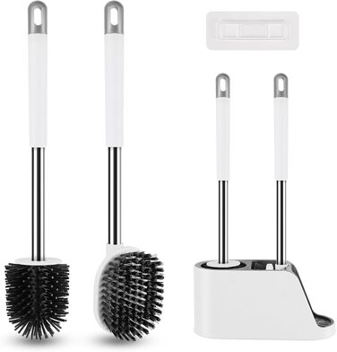 Силіконова щітка для унітазу Klobürste з підставкою, настінна без свердління, сіро-біла