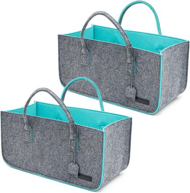 2-Piece Set: Heavy-Duty Shopping Bag Felt XXL - 50x25x25 Felt Bag Large - Kaminta Bag for Wood, Carrying Bag Firewood Basket - Car Shopping Basket Foldable Shopping Bag Felt Firewood Basket Modern
