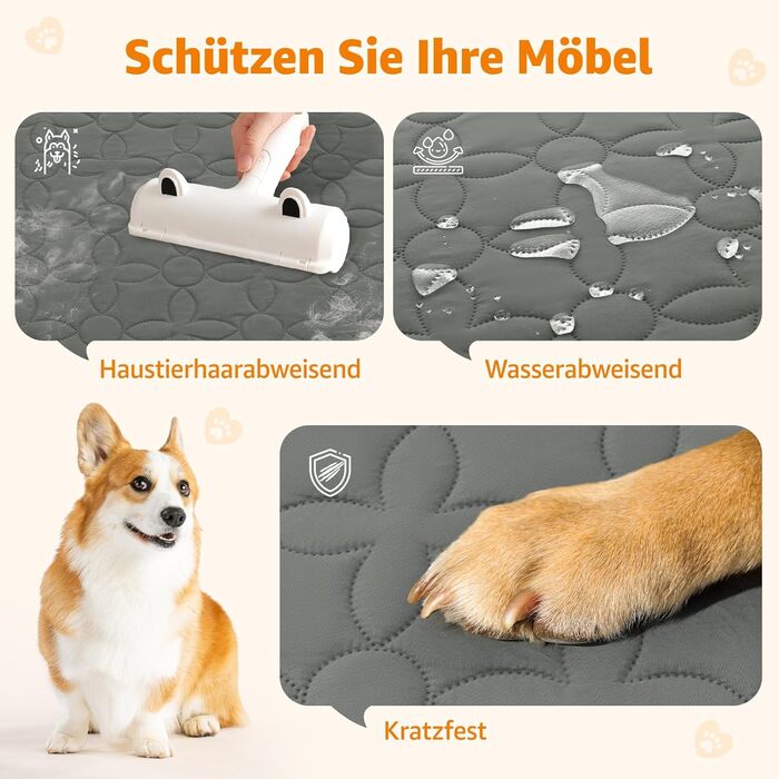 Водонепроникний килимок для собак Pick For Life 96x190 см - захист дивану, ліжка та авто. Підходить для великих та малих собак та котів.