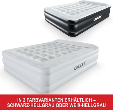 Надувне ліжко самонадувне - для 2 осіб - 203 x 152 x 46 см - з електричним насосом - надувне ліжко для гостей, надувається за 3-5 хвилин - вбудована подушка (Білий)
