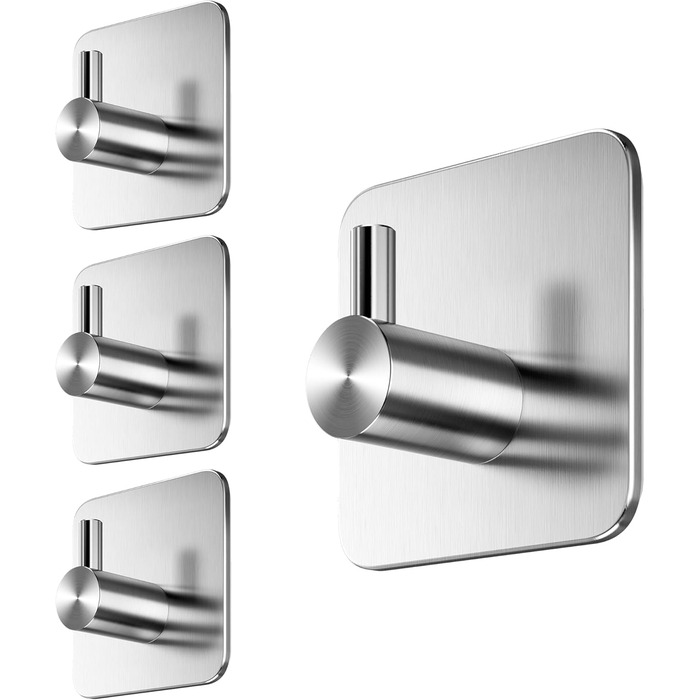 Набір гачків самоклеючих, 4 шт, нержавіюча сталь, для ванної кімнати, кухні, з водонепроникними клейкими подушечками