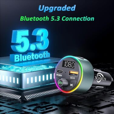 Bluetooth 5.3 FM-трансмітер для авто, чорний