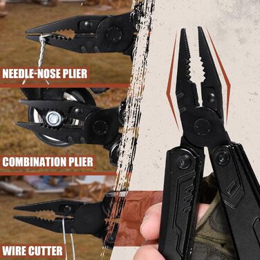 Freelander 21-in-1 Folding Multitool - Pliers with Knife, Saw, Screwdriver Bits - Camping Gear with Nylon Pouch for Outdoor Use, Men's Gift