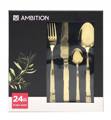 Набір столових приборів AMBITION PRATO, 48 предметів на 12 осіб, золотисті, у коробці