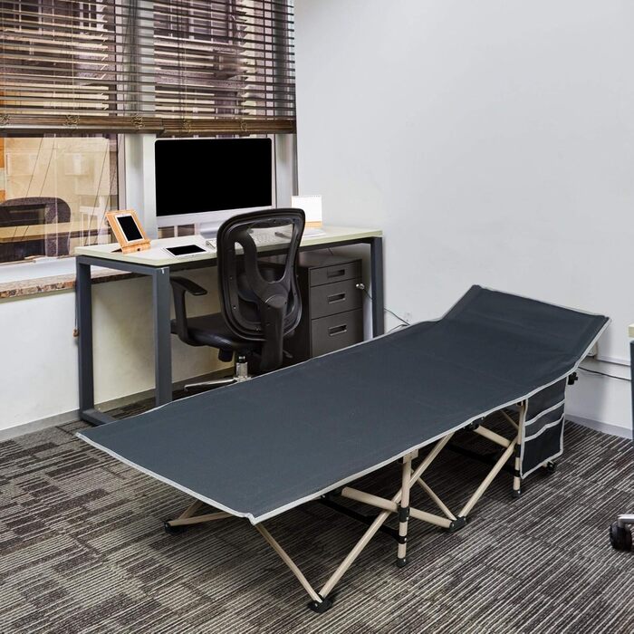 Ліжко складане Yaheetech для кемпінгу, гостьове, сіре 186x66x52 см, вантажопідйомність до 150 кг з сумкою для транспортування