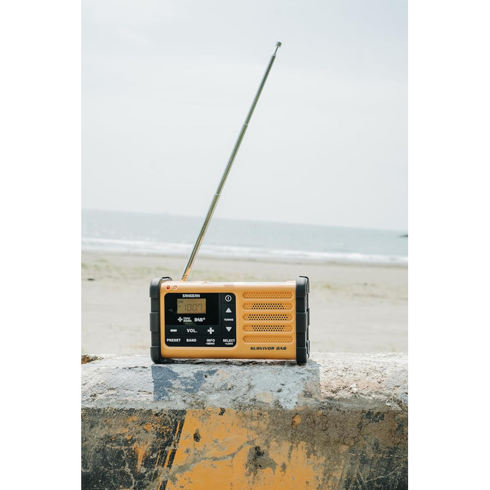 Радіо Sangean MMR-88 DAB: Багатофункціональне аварійне радіо з ручним заводом, DAB+, FM-RDS, LED-ліхтарик, для відпочинку на природі, кемпінгу та надзвичайних ситуацій, жовте
