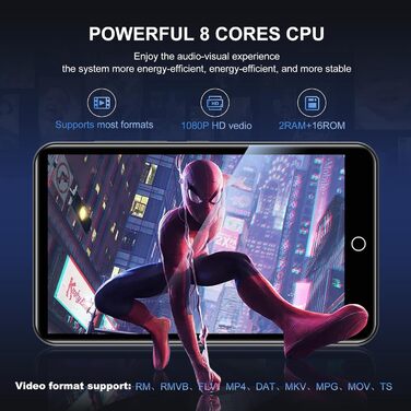 MP3-плеєр ZAQE 80GB Bluetooth WiFi Android Spotify MP4 для дітей (Чорний)