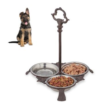 Relaxdays Cast Iron Bowls, 3-Piece Set with Handles