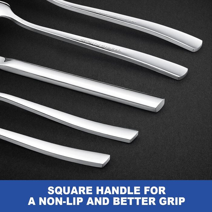 60-Piece Cutlery Set for 12 People, Wildone Premium Stainless Steel Highly Polished Cutlery Set, Durable for Home Kitchen Use, Including Fork, Knife, and Spoon Set