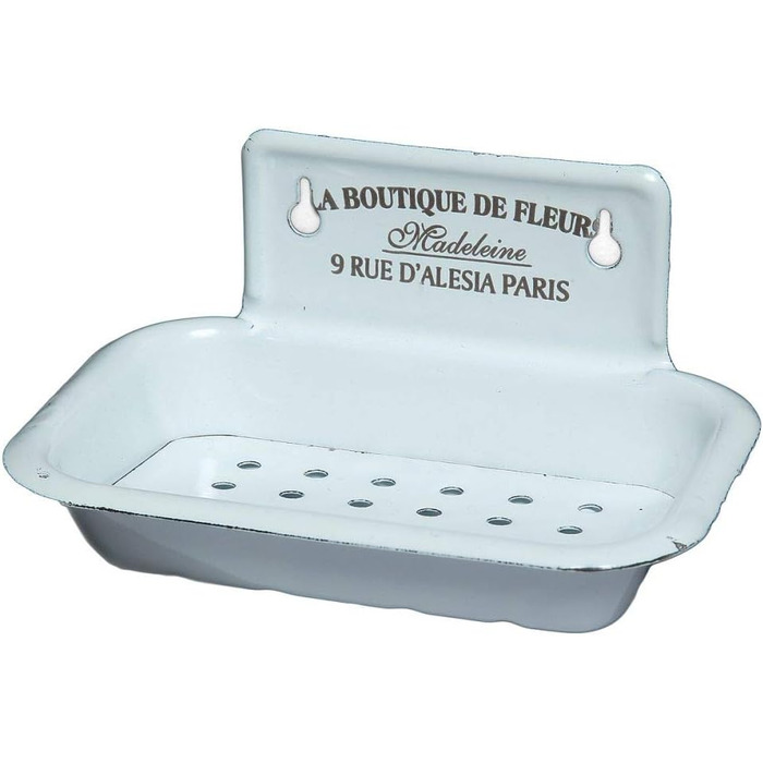 Haus Ambiente Soap Dish from Enamel Soap Tray, Enameled Steel Sheet, White, 8x16x10cm