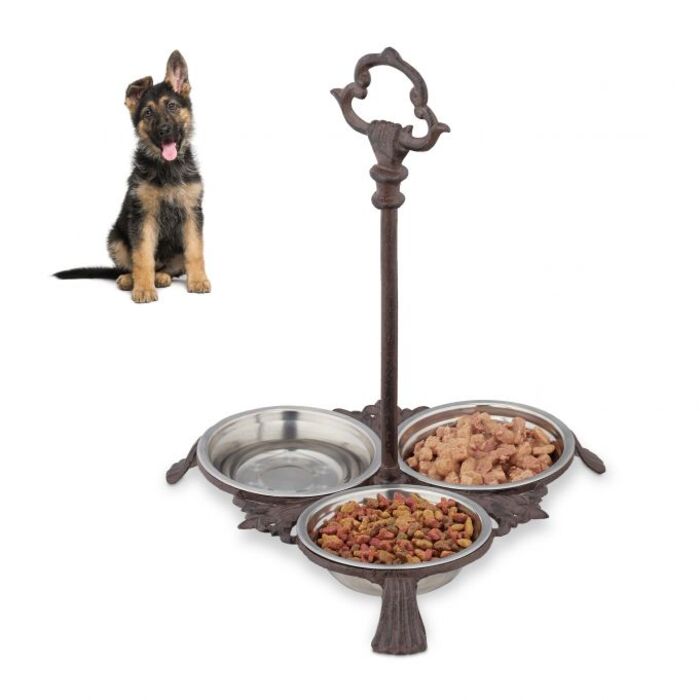 Relaxdays Cast Iron Bowls, 3-Piece Set with Handles