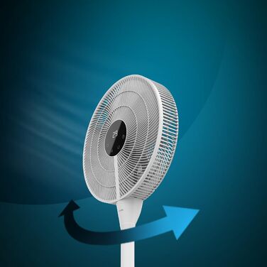 Вентилятор Cecotec EnergySilence 1030: 28W, DC-двигун, 24 швидкості, 3 режими, осциляція, тиха робота, регулювання висоти, 10 лопатей, білий