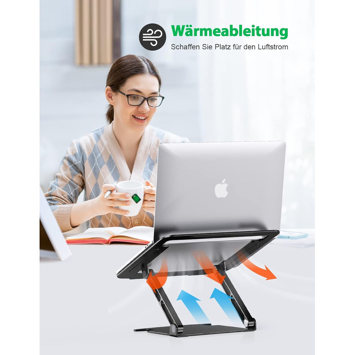 Підставка для ноутбука Glangeh з алюмінію, ергономічна, регульована висота, для MacBook, Dell, HP, 10-16