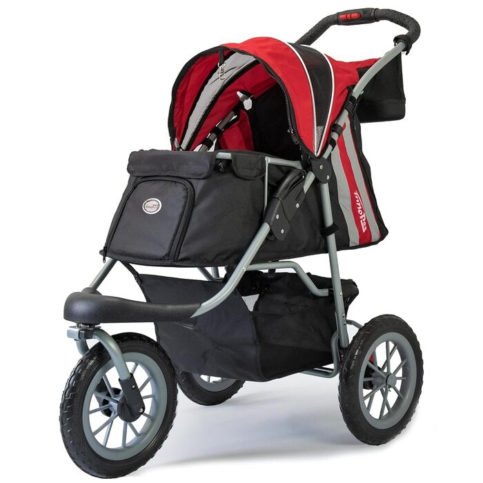 Візок для собак Innopet Comfort EFA Eco чорно-срібний – складний візок для собак та котів, для бездоріжжя та пляжу, колеса 30см, вантажопідйомність 25кг, перероблений нейлон